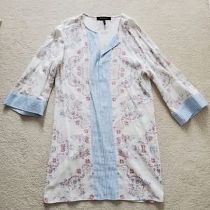BCBGMaxAzria Contrast Trim Floral Print Tunic Dress szXS